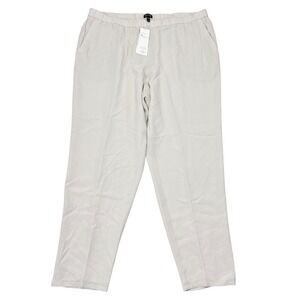 Eileen Fisher Pants Womens XL Beige Georgette Crepe 100% Silk Slouchy Ankle NEW